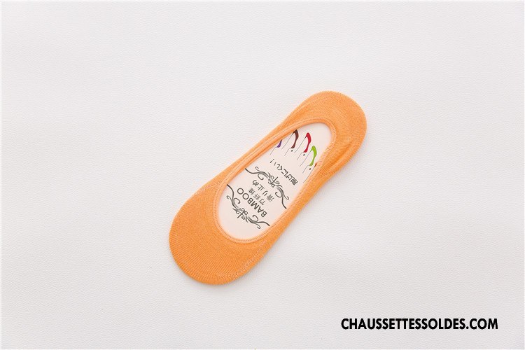 Chaussette Basse Femme Invisible Silicone Chaussette Courte Été Fibre Bambou Couleurs De Bonbons Rose