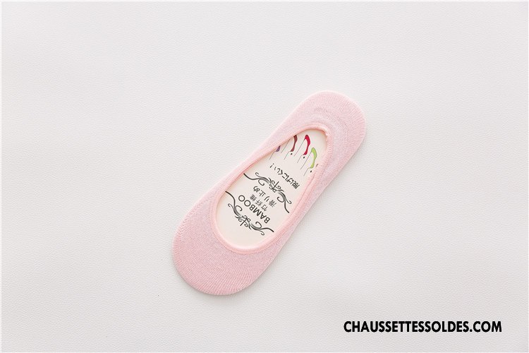 Chaussette Basse Femme Invisible Silicone Chaussette Courte Été Fibre Bambou Couleurs De Bonbons Rose