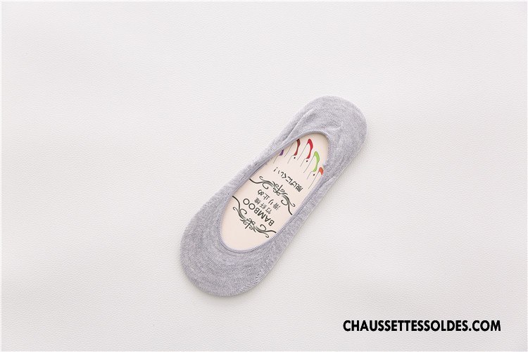 Chaussette Basse Femme Invisible Silicone Chaussette Courte Été Fibre Bambou Couleurs De Bonbons Rose
