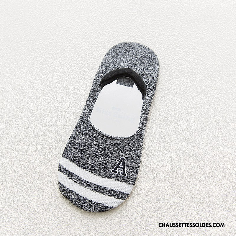 Chaussette Basse Femme Invisible Été Chaussettes En Coton Chaussette Basse Coupée Brodé Printemps Pure Bleu Clair