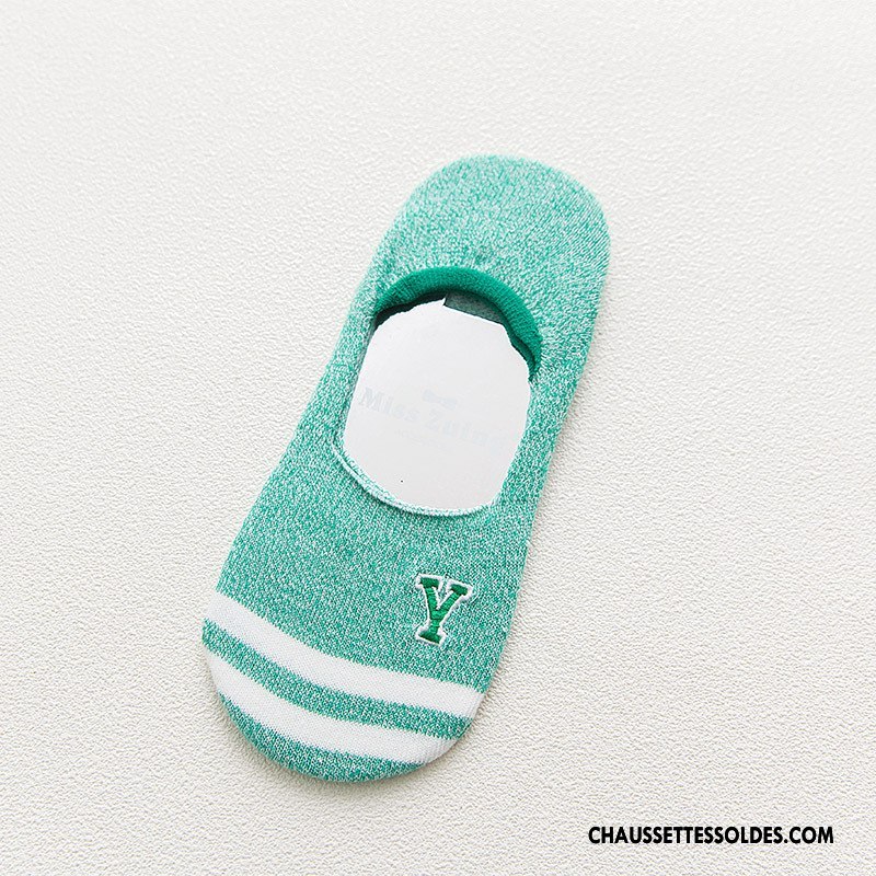 Chaussette Basse Femme Invisible Été Chaussettes En Coton Chaussette Basse Coupée Brodé Printemps Pure Bleu Clair