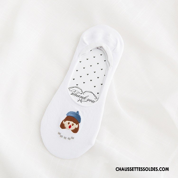 Chaussette Basse Femme Kaki Antidérapant Chaussette Basse Coupée Dame Silicone Brodé Clair