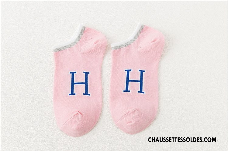 Chaussette Basse Femme L'automne Hiver Lettre Le Nouveau Plaine Chaussettes En Coton Rose