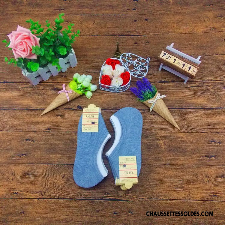 Chaussette Basse Femme Le Nouveau Absorber La Sueur Silicone Invisible Chaussettes En Coton Dame Bleu Clair