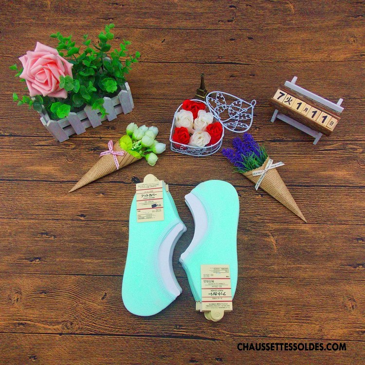 Chaussette Basse Femme Le Nouveau Absorber La Sueur Silicone Invisible Chaussettes En Coton Dame Bleu Clair