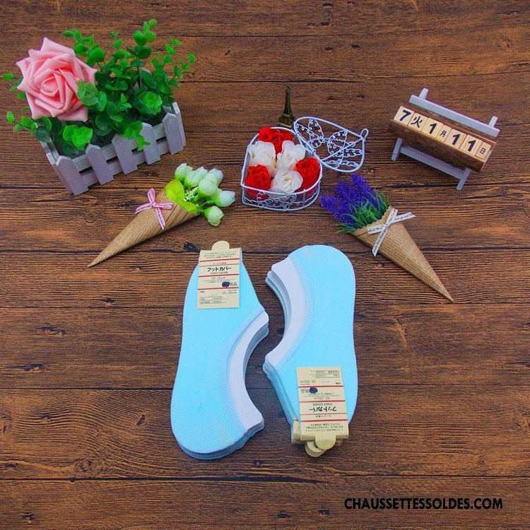 Chaussette Basse Femme Le Nouveau Absorber La Sueur Silicone Invisible Chaussettes En Coton Dame Bleu Clair