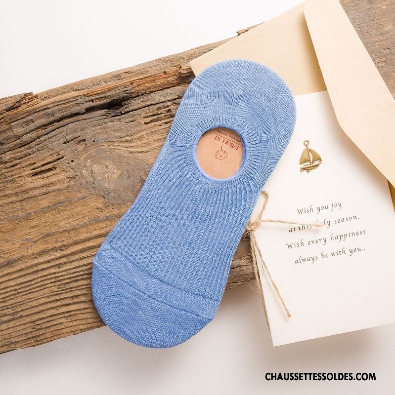 Chaussette Basse Femme Le Nouveau Antidérapant Chaussette Basse Coupée Silicone Haute Qualité Matelassé Pure Bleu