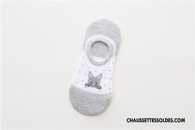 Chaussette Basse Femme Le Nouveau Antidérapant Invisible Coton Bio Printemps Dessin Animé Bleu