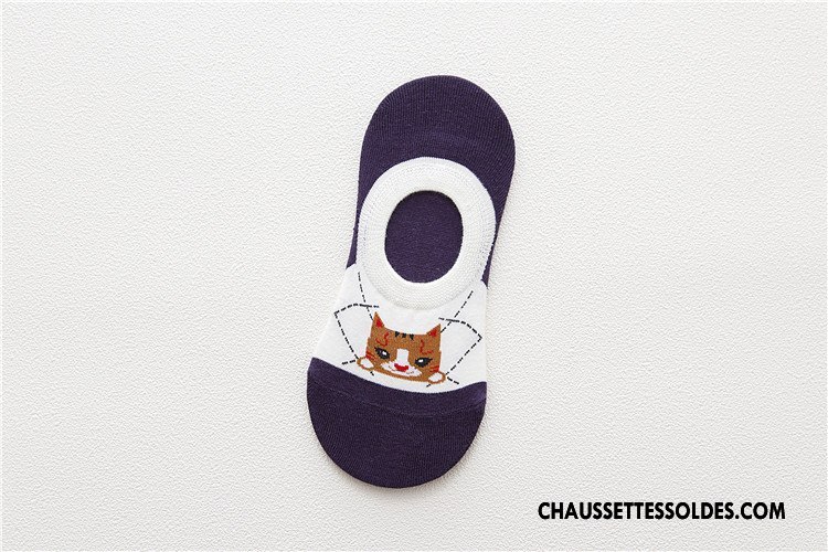 Chaussette Basse Femme Le Nouveau Antidérapant Invisible Coton Bio Printemps Dessin Animé Bleu