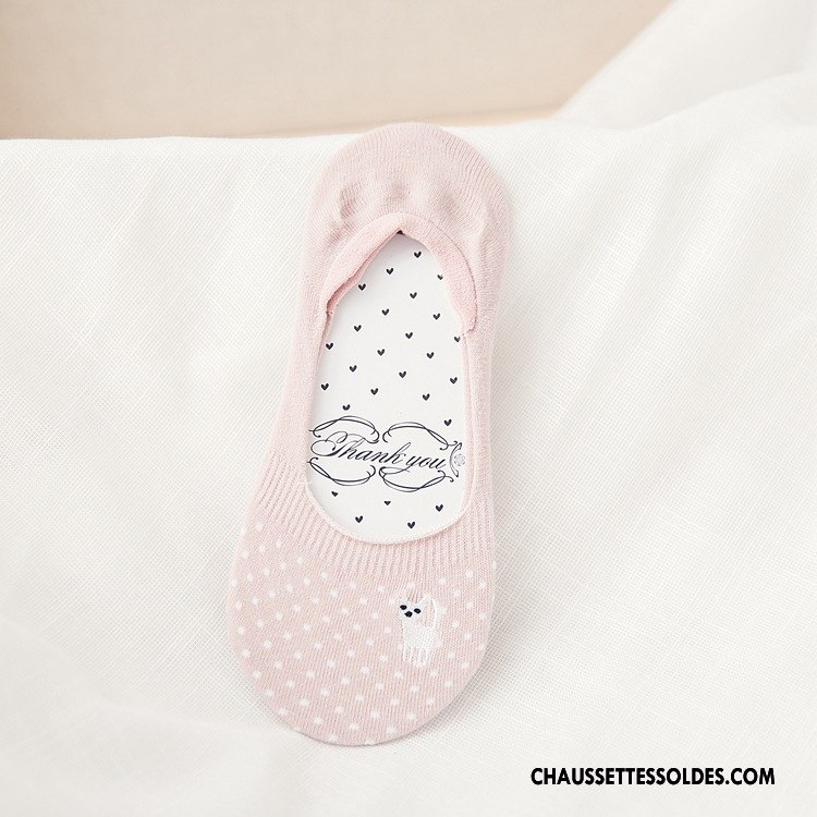 Chaussette Basse Femme Le Nouveau Bien Antidérapant Dame Brodé Chaussette Basse Coupée Rose