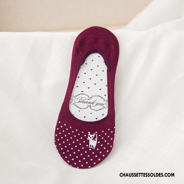 Chaussette Basse Femme Le Nouveau Bien Antidérapant Dame Brodé Chaussette Basse Coupée Rose