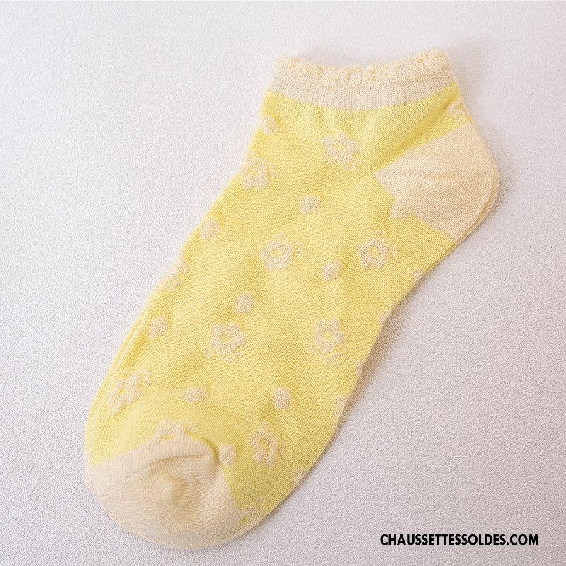 Chaussette Basse Femme Le Nouveau Bulle Printemps Légère Élève Été Pure Jaune