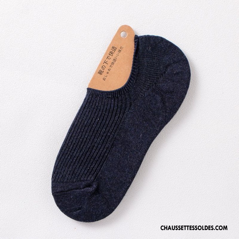 Chaussette Basse Femme Le Nouveau Chaussette Basse Coupée Dame Matelassé Chaussettes En Coton Bleu