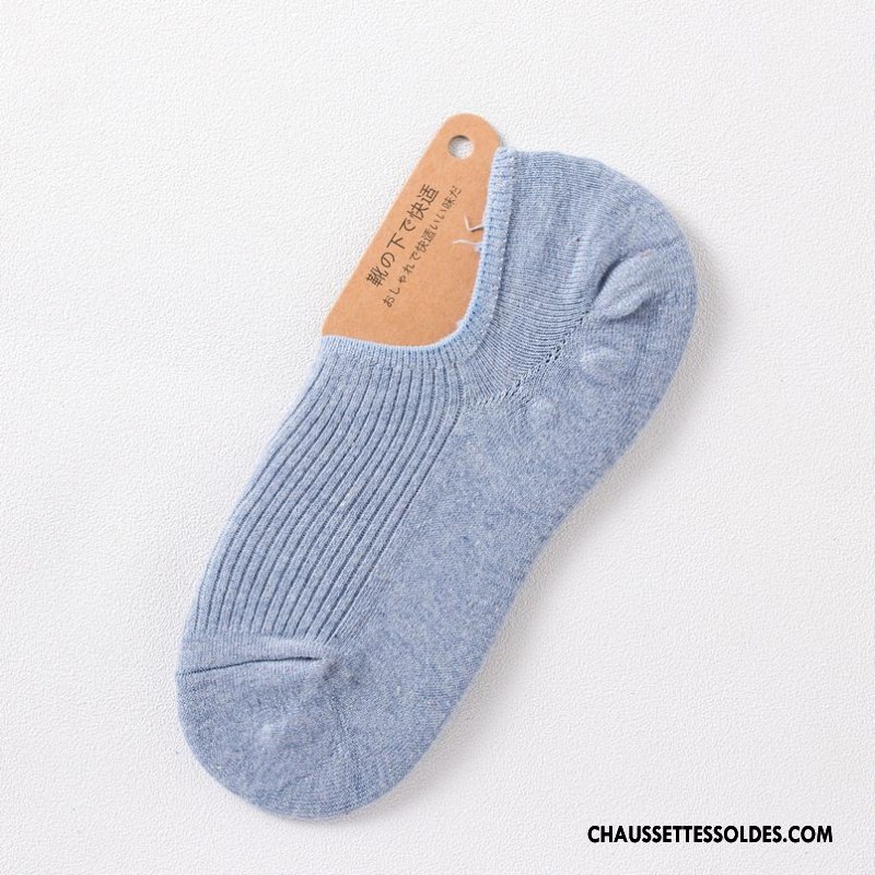 Chaussette Basse Femme Le Nouveau Chaussette Basse Coupée Dame Matelassé Chaussettes En Coton Bleu