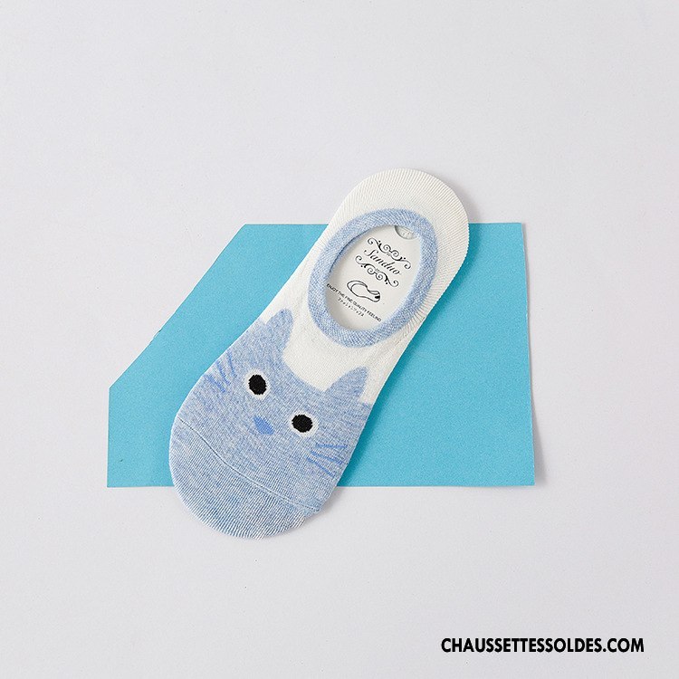 Chaussette Basse Femme Le Nouveau Invisible Printemps Casual Dame Chaussette Basse Coupée Bleu