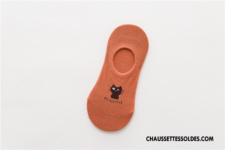 Chaussette Basse Femme Le Nouveau Orange Petit Dessin Animé Invisible Silicone Rouge