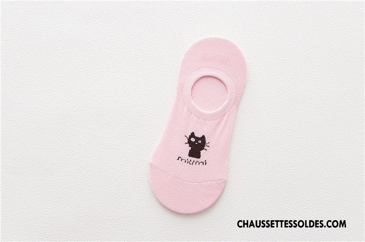 Chaussette Basse Femme Le Nouveau Orange Petit Dessin Animé Invisible Silicone Rouge