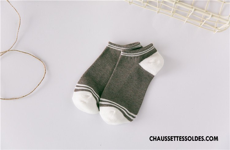 Chaussette Basse Femme Le Nouveau Printemps Chaussette Basse Coupée Chaussette Courte 100% Coton Rayé Bleu