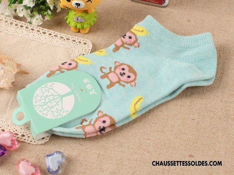 Chaussette Basse Femme Le Nouveau Singe Chaussettes En Coton Dessin Animé 100% Coton Style Chaud Bleu Clair Clair