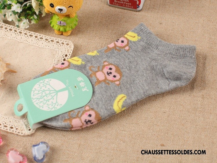 Chaussette Basse Femme Le Nouveau Singe Chaussettes En Coton Dessin Animé 100% Coton Style Chaud Bleu Clair Clair