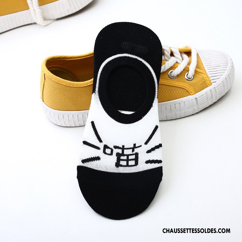 Chaussette Basse Femme Le Nouveau Tous Les Assortis Été Silicone Printemps Chat Noir