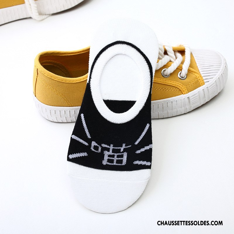 Chaussette Basse Femme Le Nouveau Tous Les Assortis Été Silicone Printemps Chat Noir