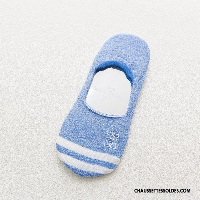 Chaussette Basse Femme Lettre Dame Silicone Antidérapant Nouvelles Arrivées Brodé Bleu Clair