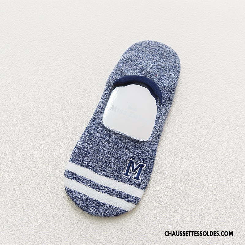 Chaussette Basse Femme Lettre Dame Silicone Antidérapant Nouvelles Arrivées Brodé Bleu Clair