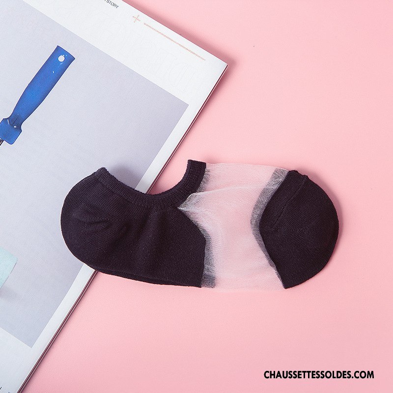Chaussette Basse Femme Légère Coton Chaussette Basse Coupée Été Nouvelles Arrivées Mode Couleur De Contraste Rose