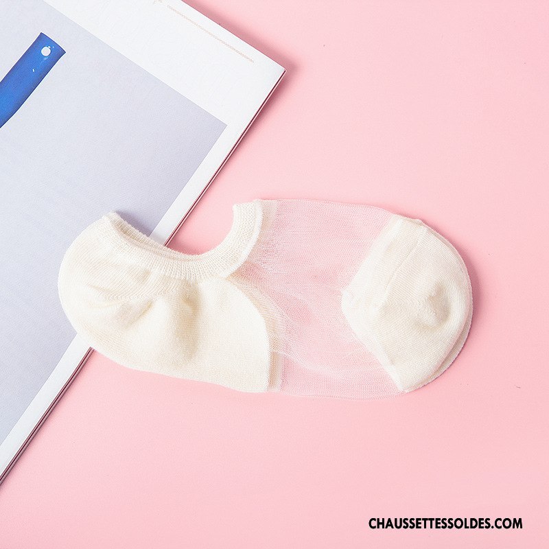 Chaussette Basse Femme Légère Coton Chaussette Basse Coupée Été Nouvelles Arrivées Mode Couleur De Contraste Rose