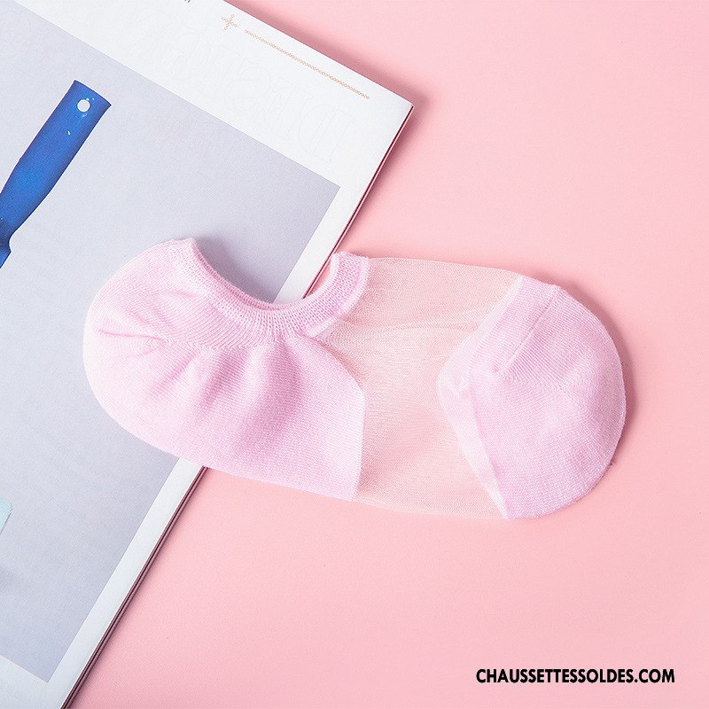 Chaussette Basse Femme Légère Coton Chaussette Basse Coupée Été Nouvelles Arrivées Mode Couleur De Contraste Rose