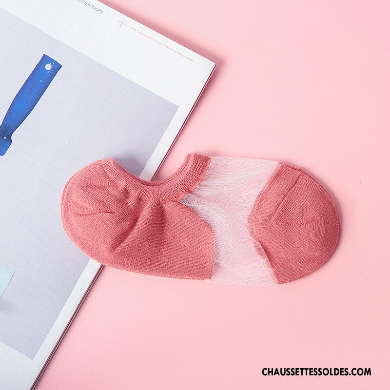 Chaussette Basse Femme Légère Coton Chaussette Basse Coupée Été Nouvelles Arrivées Mode Couleur De Contraste Rose