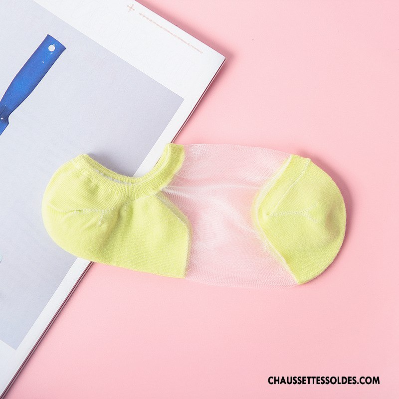 Chaussette Basse Femme Légère Coton Chaussette Basse Coupée Été Nouvelles Arrivées Mode Couleur De Contraste Rose