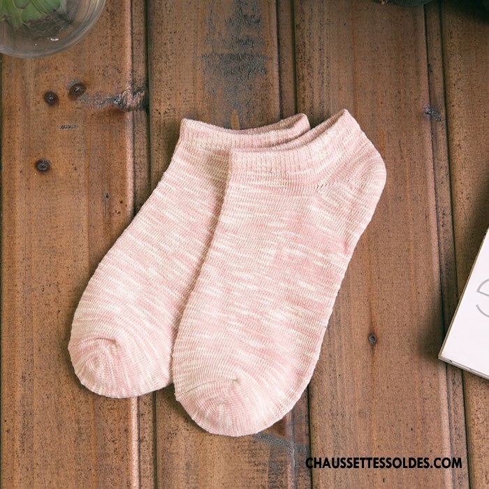 Chaussette Basse Femme Légère Simple 100% Coton Bambou Rayé Yarn Violet Clair
