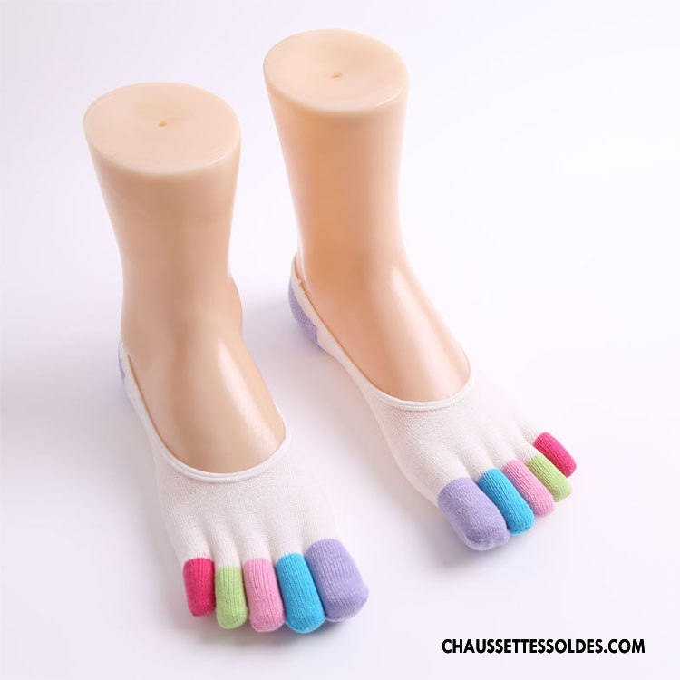Chaussette Basse Femme Matelassé Casual Chaussette Basse Coupée Dame Cinq Doigts Le Nouveau Rose Coloré