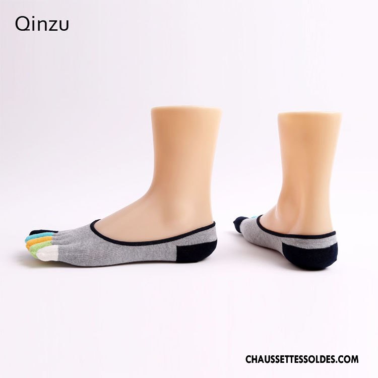 Chaussette Basse Femme Matelassé Casual Chaussette Basse Coupée Dame Cinq Doigts Le Nouveau Rose Coloré