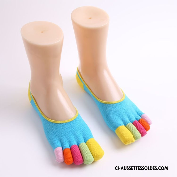 Chaussette Basse Femme Matelassé Casual Chaussette Basse Coupée Dame Cinq Doigts Le Nouveau Rose Coloré