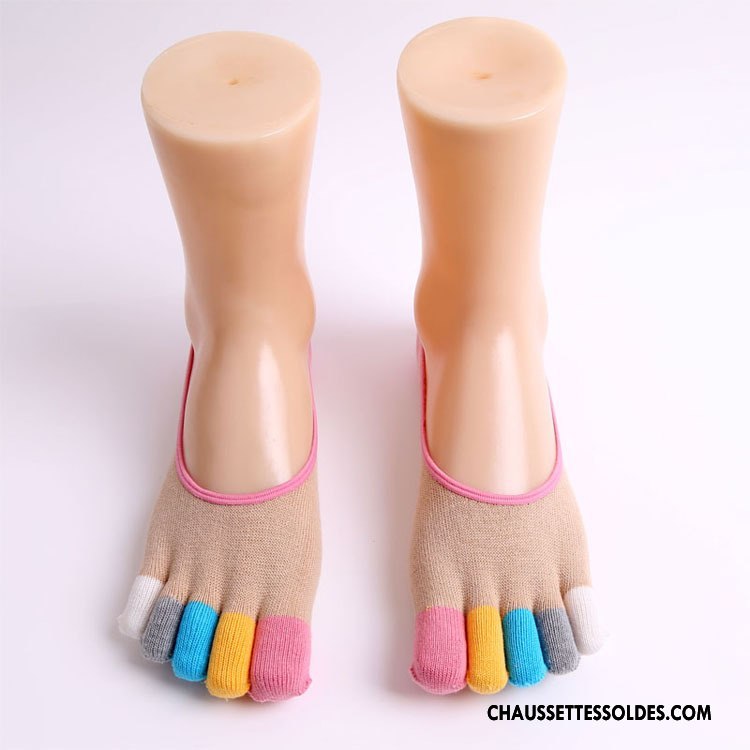 Chaussette Basse Femme Matelassé Casual Chaussette Basse Coupée Dame Cinq Doigts Le Nouveau Rose Coloré