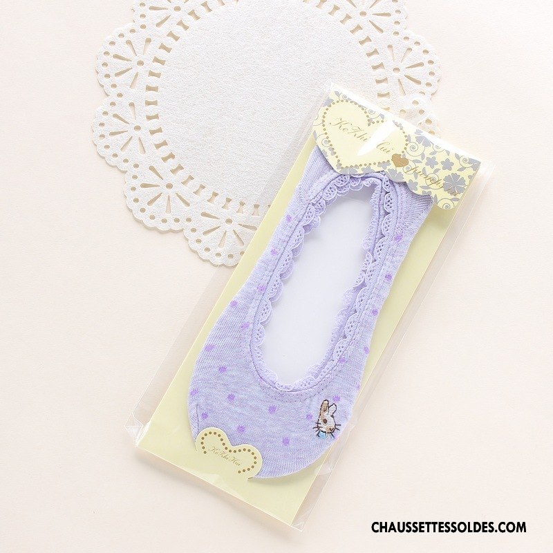 Chaussette Basse Femme Matelassé Dame Chaussette Basse Coupée Dessin Animé Été Charmant Rose Clair