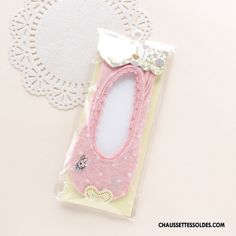 Chaussette Basse Femme Matelassé Dame Chaussette Basse Coupée Dessin Animé Été Charmant Rose Clair