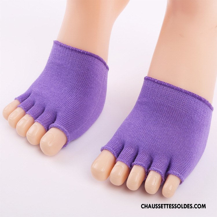 Chaussette Basse Femme Milieu Ultra-court Chaussettes En Coton Courte Ouverture Du Pied Cinq Doigts Rose