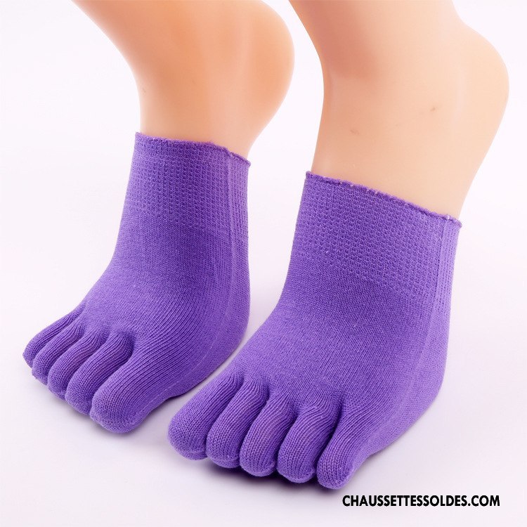Chaussette Basse Femme Milieu Ultra-court Chaussettes En Coton Courte Ouverture Du Pied Cinq Doigts Rose