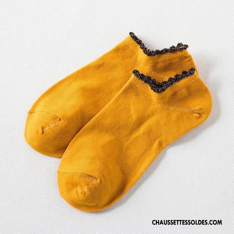 Chaussette Basse Femme Mode Chaussette Courte Printemps Bulle Été Chaussette Basse Coupée Jaune Or Argent Clair