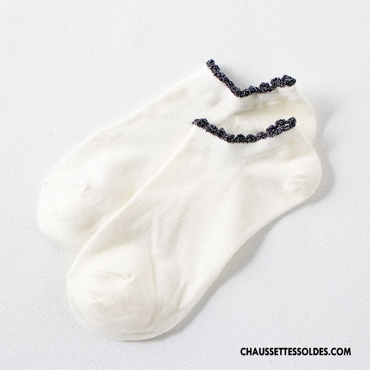 Chaussette Basse Femme Mode Chaussette Courte Printemps Bulle Été Chaussette Basse Coupée Jaune Or Argent Clair