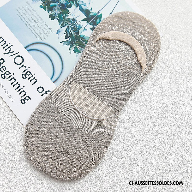 Chaussette Basse Femme Mode Printemps Respirant Chaussettes En Coton Le Nouveau Été Pure Argent Gris