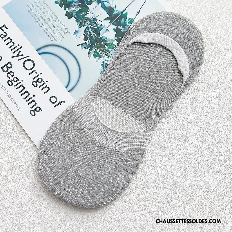 Chaussette Basse Femme Mode Printemps Respirant Chaussettes En Coton Le Nouveau Été Pure Argent Gris