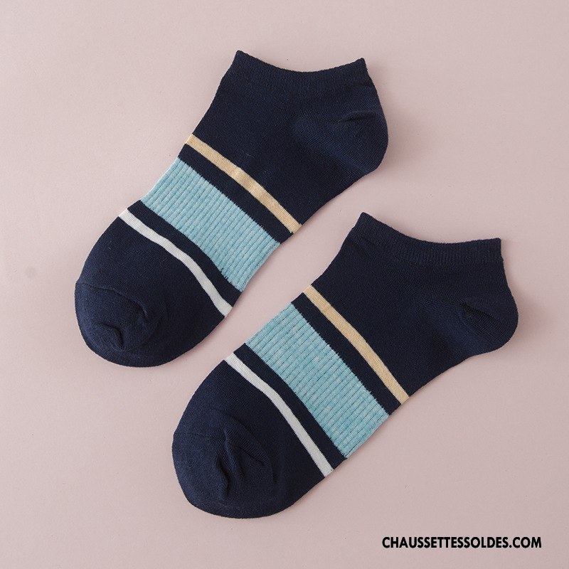 Chaussette Basse Femme Mouvement 100% Coton Rayé Nouvelles Arrivées Chaussette Basse Coupée Chaussette Courte Blanc Clair
