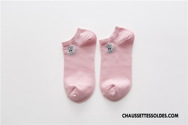 Chaussette Basse Femme Nouvelles Arrivées Printemps Chaussette Basse Coupée Chaussette Courte Cravate Été Rose