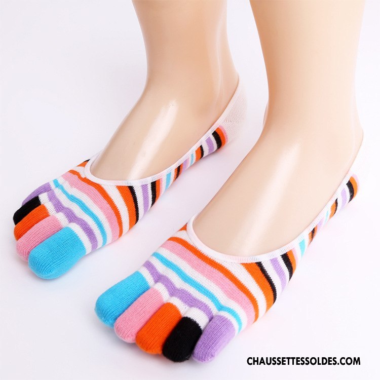 Chaussette Basse Femme Orange Chaussette Basse Coupée Doigt De Pied Matelassé Invisible Silicone Coloré Rouge