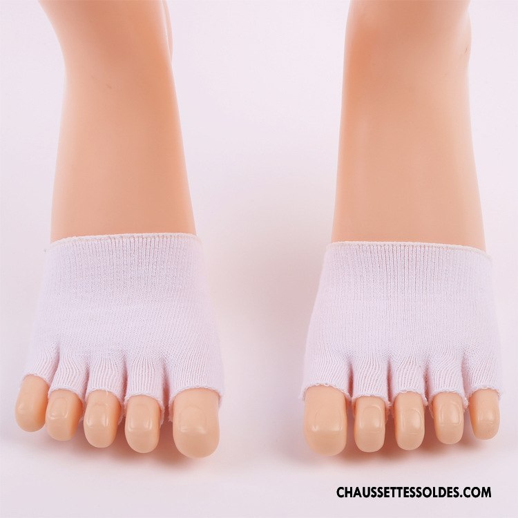 Chaussette Basse Femme Peep-orteil Ouverture Du Pied Matelassé Cinq Doigts Mince Milieu Pure Bleu